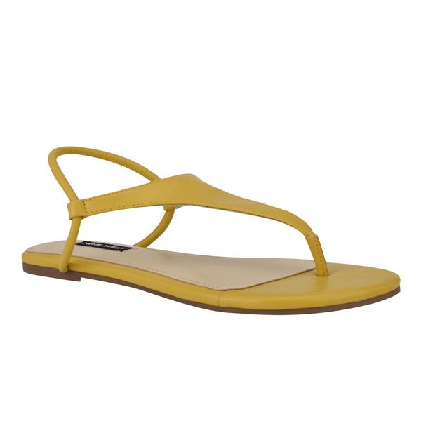 Nine West Braydin Stretch Yellow Flat Sandals | Ireland 52W55-7Q48